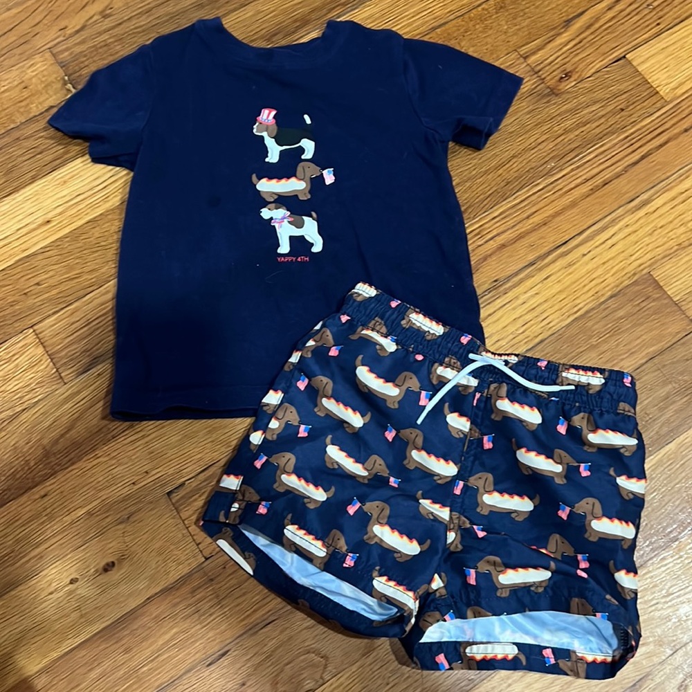 Janie & Jack swim trunks & tee